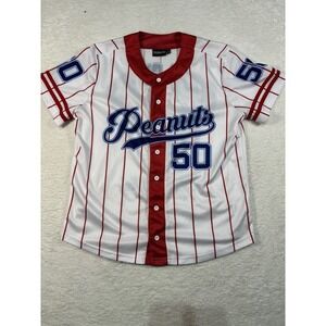 Peanuts Snoopy Baseball Jersey Good Grief Athletic Club Size Large Pinstripes